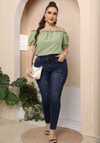 Damen Off-Shoulder Oberteil mit Volant R&B