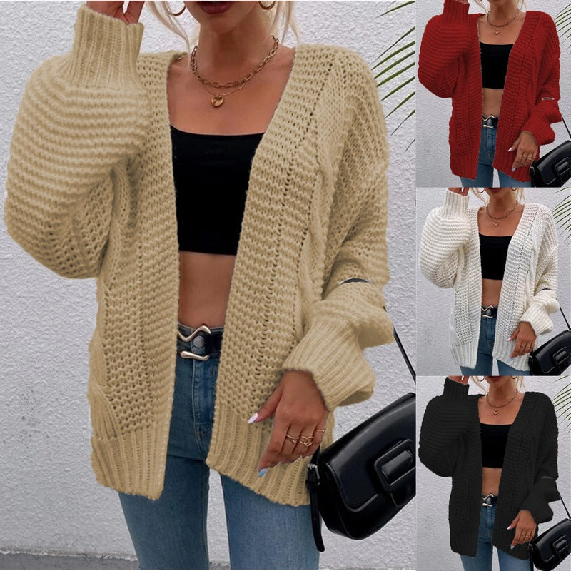 Damen Grobstrick-Cardigan mit tiefen Taschen und lässigem Schnitt R&B