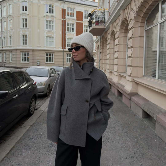 Damen Modische Oversized-Jacke aus hochwertigem Wollmix R&B