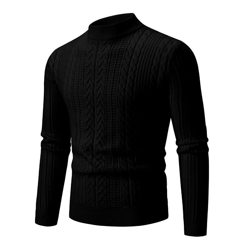 Herren eleganter Rollkragenpullover mit tiefem Zopfmuster und moderner Passform R&B