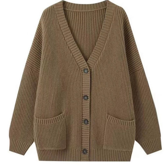 Damen Grobstrickcardigan mit großen Taschen und lässigem Schnitt R&B