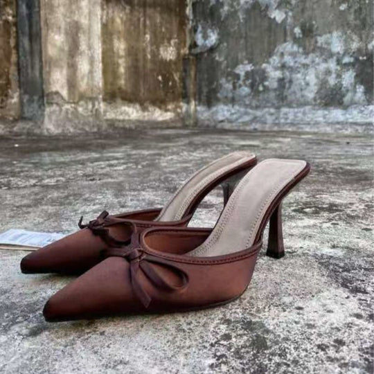 Damen elegante Slingback-Pumps mit feiner Schleifenverzierung R&B