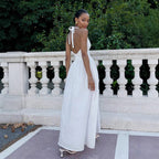 Damen Elegantes Maxikleid mit Halterneck-Design und fließendem Rock R&B