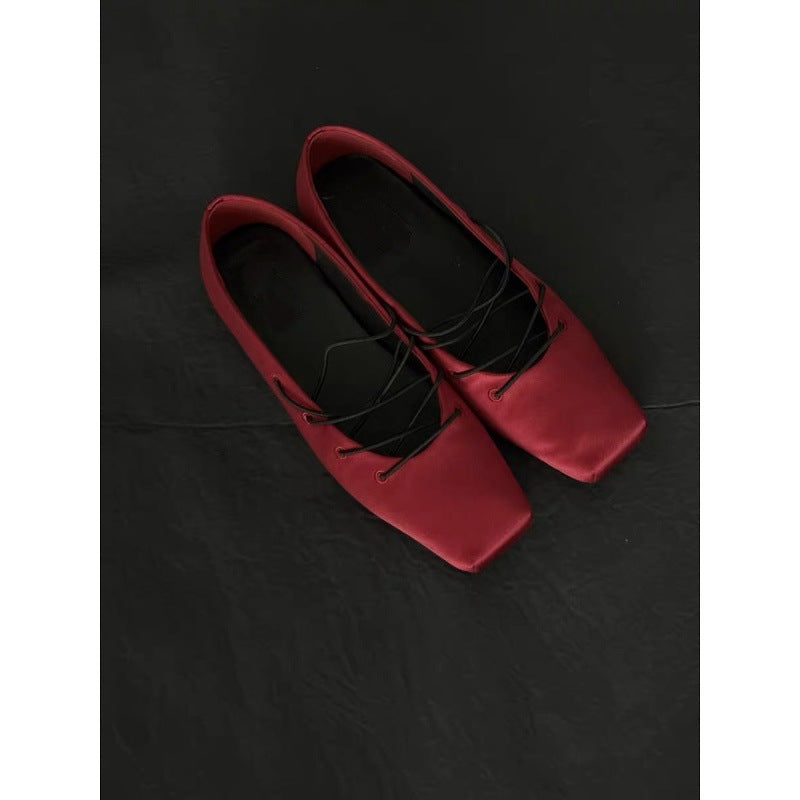 Damen Elegante Schnür-Ballerinas aus satinierter Textiloberfläche R&B