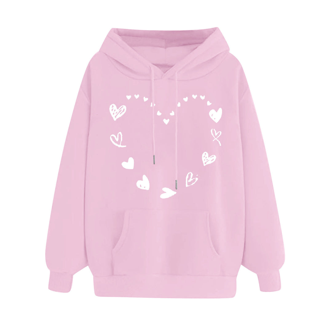 Damen Kapuzensweater mit verspieltem Herzmotiv und bequemer Kängurutasche R&B