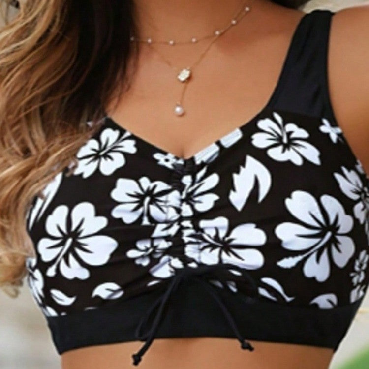 Damen Badeanzug-Set mit floralem Design und abnehmbarer Rockpartie R&B