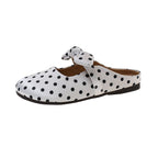 Damen elegante Mules mit Schleifenakzenten und Punktmuster