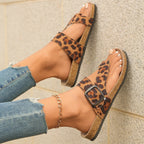 Damen Komfortable Zehentrenner-Sandalen mit animalischem Muster R&B