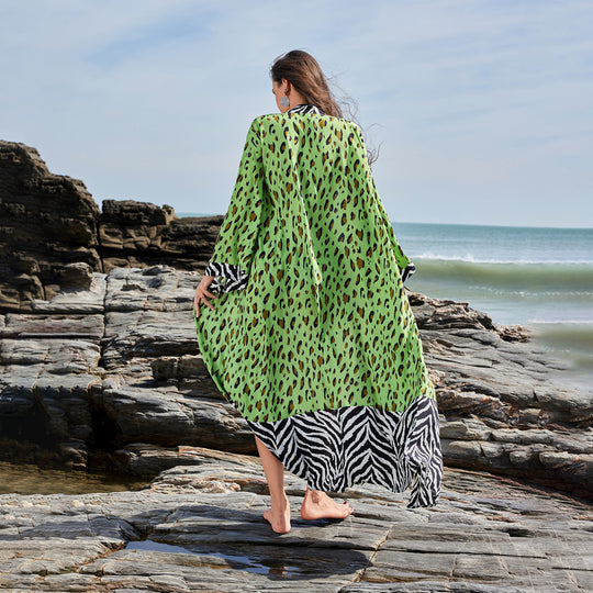 Damen modischer Strandkimono mit auffälligen Mustern R&B