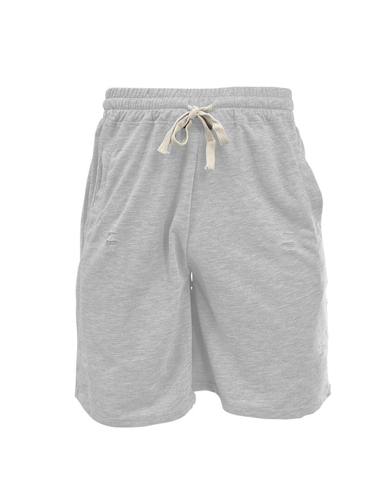 Herren nan lässige Sweatshorts mit elastischem Tunnelzugbund Eingrifftaschen und Used-Optik R&B