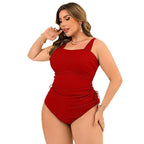 Damen eleganter Einteiler Badeanzug mit modischen Rüschendetails