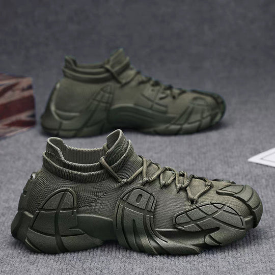 Damen Designer Sneaker mit hohem Kragen und textilförmiger Struktur R&B