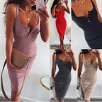 Damen Rippstrick Bodycon Midi Kleid R&B