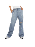 Damen Weite Denim-Hose mit modischen Ripped-Details und elastischem Bund R&B