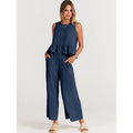 Damen lässiger Jumpsuit mit voluminösem Oberteil und seitlichen Taschen R&B