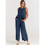 Damen lässiger Jumpsuit mit voluminösem Oberteil und seitlichen Taschen R&B