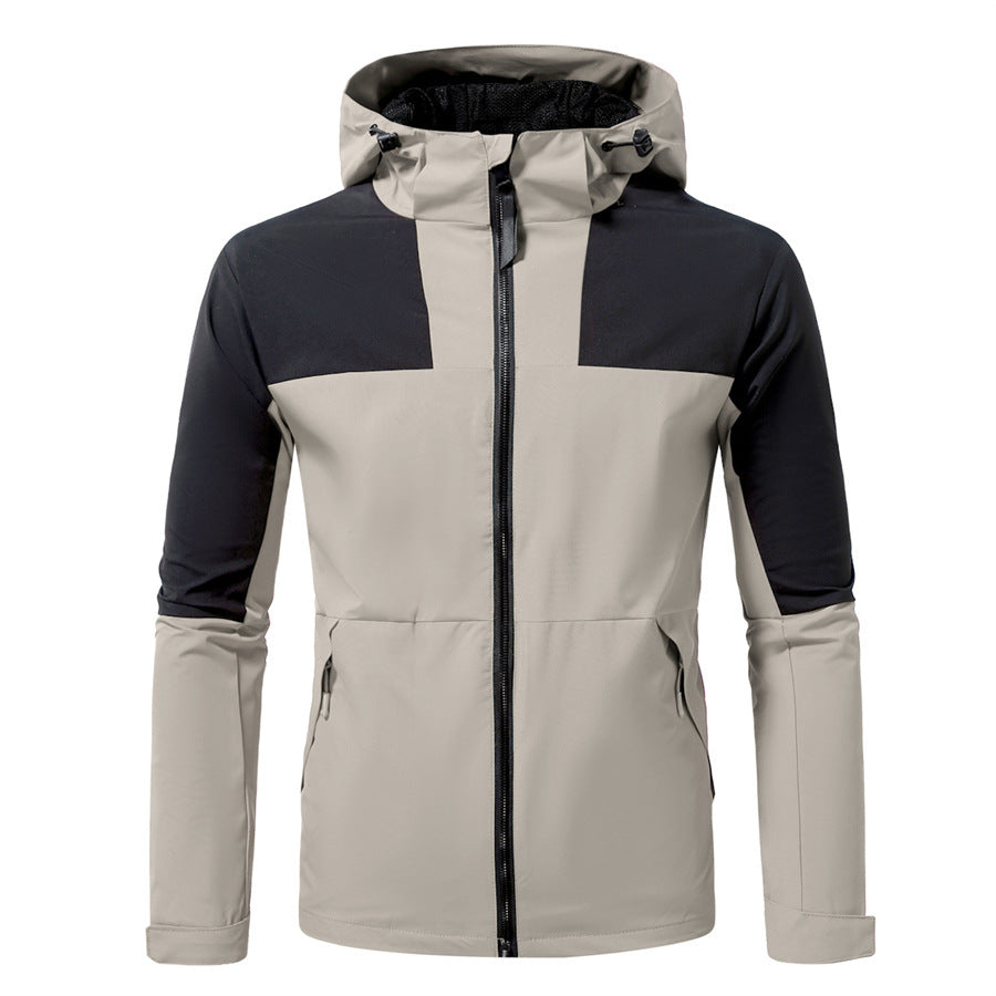 Herren funktionale Outdoor-Jacke mit verstellbarem Kapuzenbereich R&B