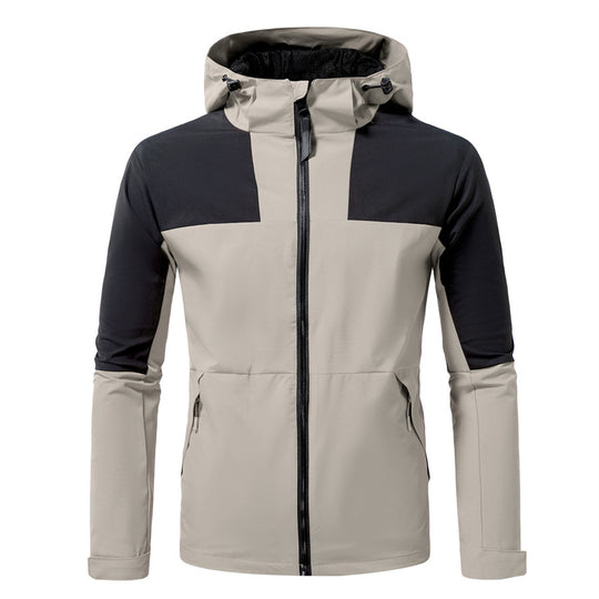 Herren funktionale Outdoor-Jacke mit verstellbarem Kapuzenbereich R&B