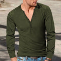 Herren Langarm-Henley-Shirt mit modischen Knopfdetails und weichem Baumwollstoff R&B