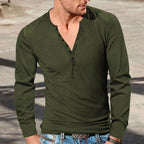 Herren Langarm-Henley-Shirt mit modischen Knopfdetails und weichem Baumwollstoff R&B
