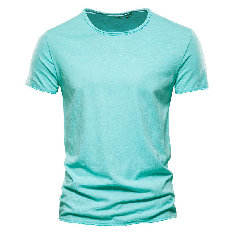 Herren nan leichtes Baumwollshirt mit Rundhalsausschnitt und schlanker Passform R&B
