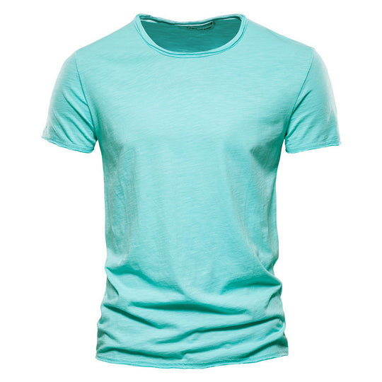 Herren nan leichtes Baumwollshirt mit Rundhalsausschnitt und schlanker Passform R&B