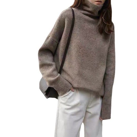 Damen bequemer Rollkragenpullover aus hochwertigem Wollmix R&B