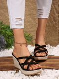 Damen Keil-Sandalen mit raffiniertem Kreuzriemen-Design und komfortabler Fußbettgestaltung R&B