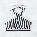 Damen Triangel-Bikinioberteil mit durchdachtem Wickeldesign und elegantem Streifenmuster R&B