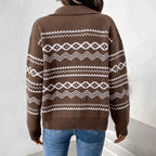 Damen Strickjacke mit braunem Muster