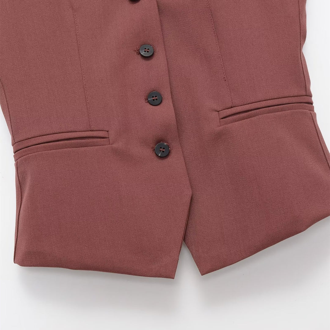Damen ärmellose Blazerjacke mit eleganter Silhouette und feinen Details R&B
