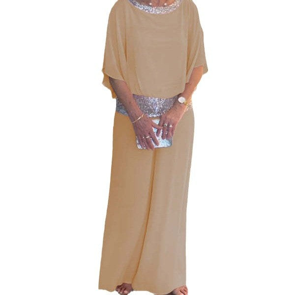 Damen eleganter und luftiger Overall mit glitzerndem Bund R&B