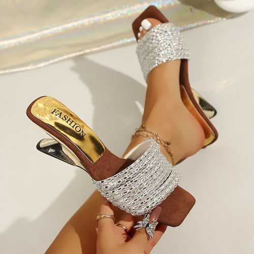 Damen Glamouröse Riemensandalen mit funkelnden Strassverzierungen R&B