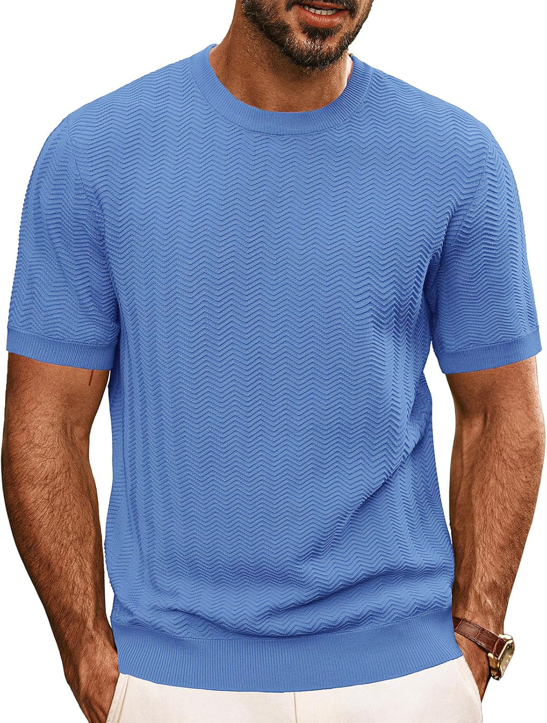 Herren strukturiertes Rundhals T-Shirt R&B