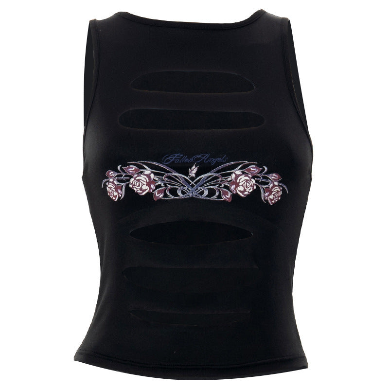 Damen trendiges Cut-out Crop Top R&B