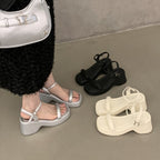 Damen modische Plateau-Sandalen mit verstellbarem Riemen und rutschfester Sohle R&B