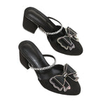 Damen Glamouröse Mules mit funkelndem Riemen und zierlichem Schleifendetail R&B
