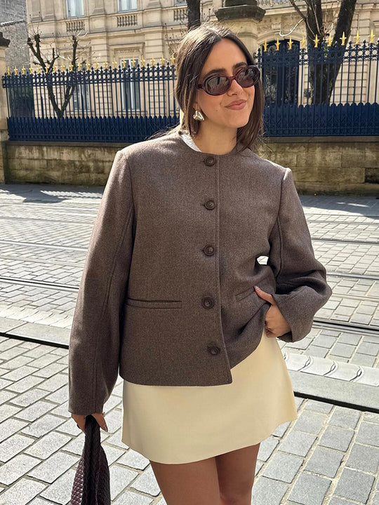 Damen lässige Wolljacke mit knopfdetails und praktischen Taschen R&B
