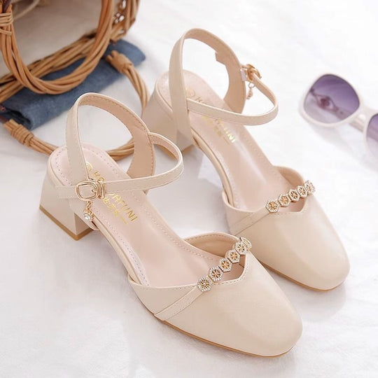 Damen Elegante Hochzeits-Pumps mit dezentem Schmuckdetail und komfortablem Blockabsatz R&B