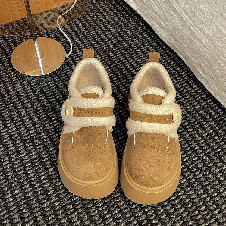 Damen Plüschgefütterte Sneakers mit modischem Klettverschluss und rutschfester Sohle R&B