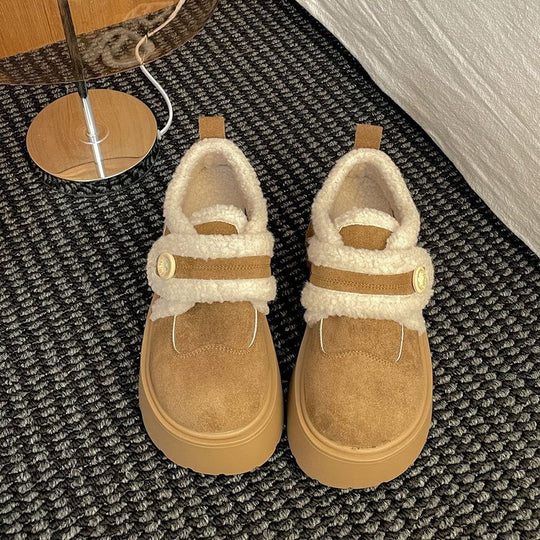 Damen Plüschgefütterte Sneakers mit modischem Klettverschluss und rutschfester Sohle R&B