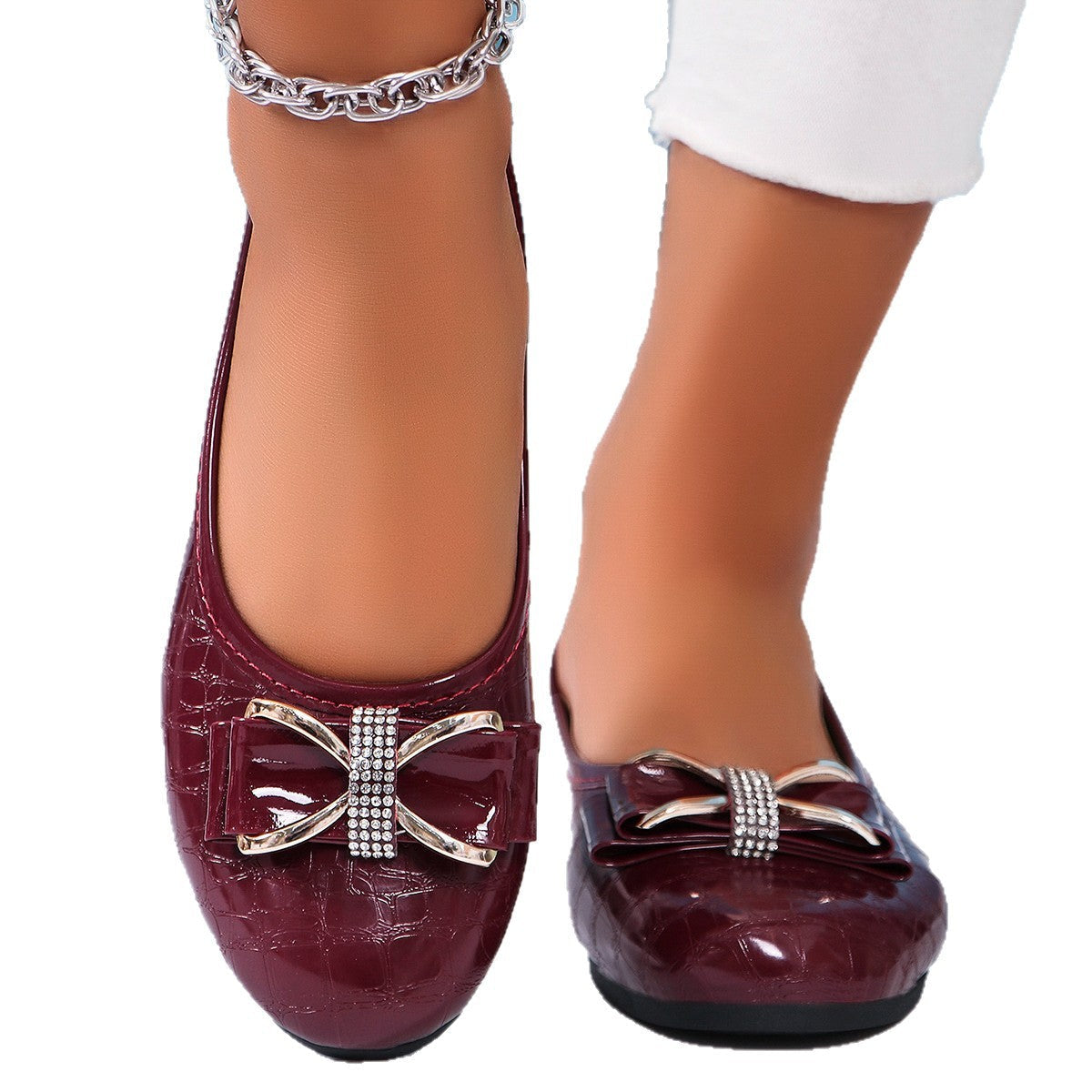 Damen Ballerinas mit modischem Schleifenakzent und Glitzerdetails R&B
