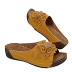 Damen Slip-On Sandalen mit floralem Design und offenem Zehenbereich R&B