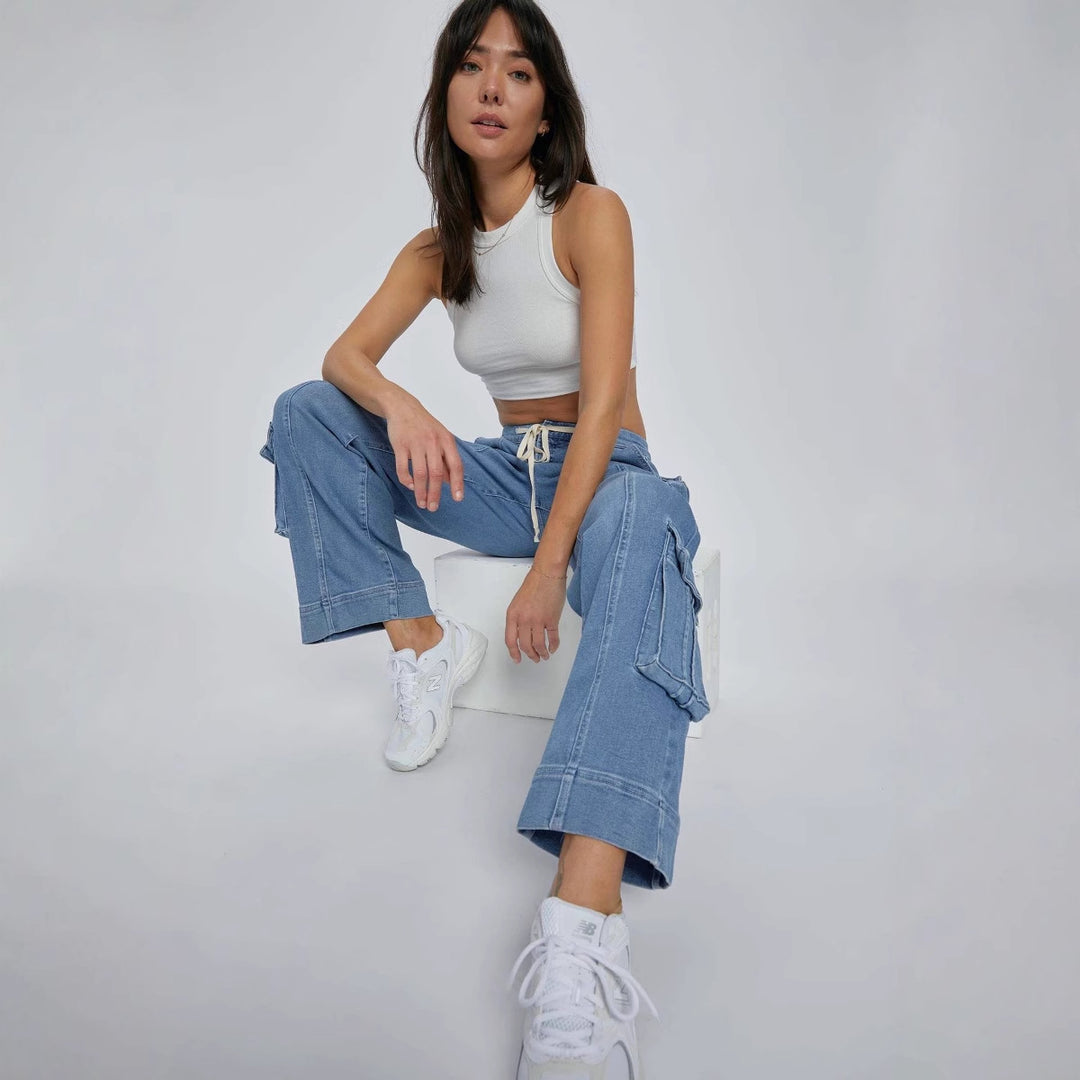Damen Cargo-Jeans mit weiten Beinen und praktischen Taschen R&B