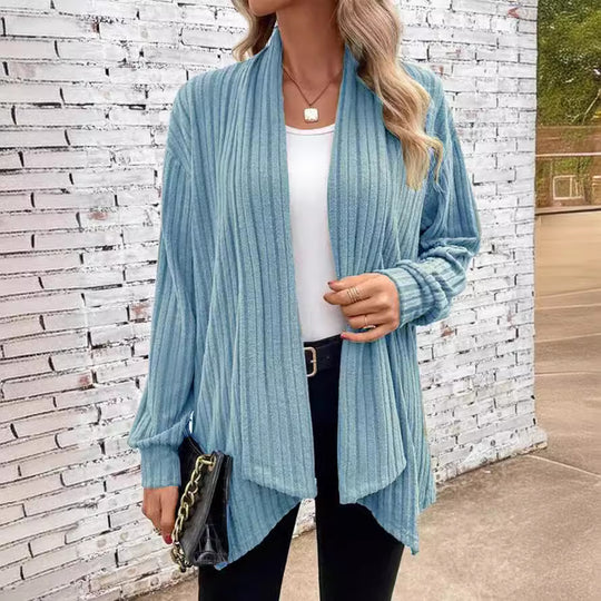 Damen offener Strickcardigan mit vertikalen Streifen R&B