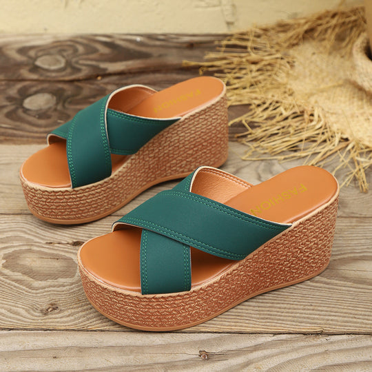 Damen Wedge-Pantoletten mit dekorativem geflochtenem Detail und rutschfester Sohle R&B