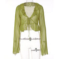 Damen Transparente Bluse mit Rüschen und Bindedetail R&B