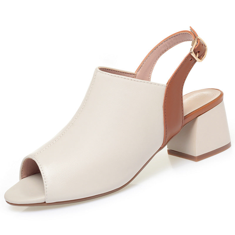 Damen Offene Sling-Pumps mit blockiertem Absatz und eleganter Schnallen-Applikation R&B