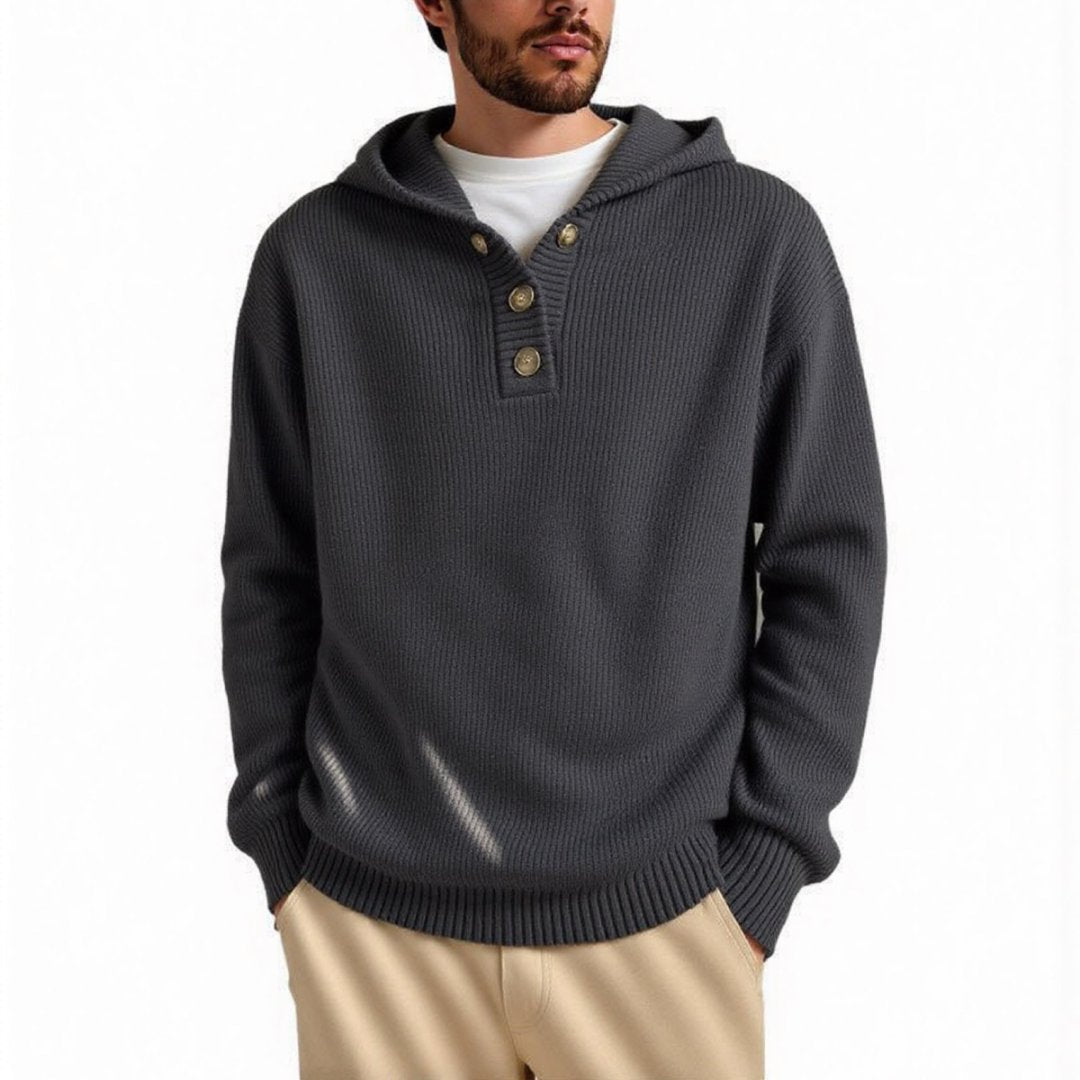 Herren Kapuzenpullover mit strukturiertem Zopfmuster R&B