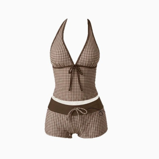 Damen Tankini mit modischem Punktmuster und verstellbarem Halter R&B